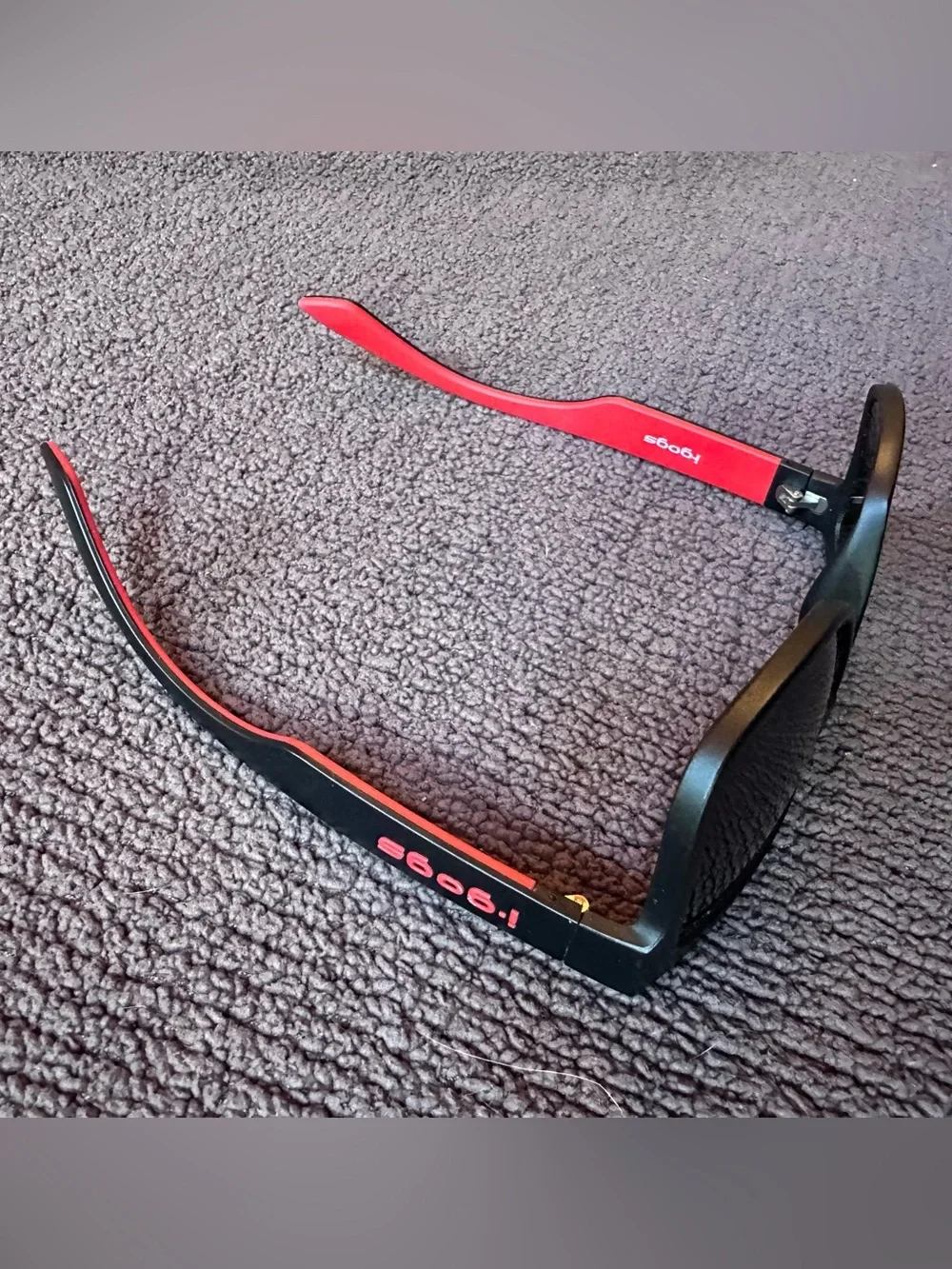 i-gogs 182TONE Sunglasses Black Red Rectangular Smoke Lens Sport Unisex